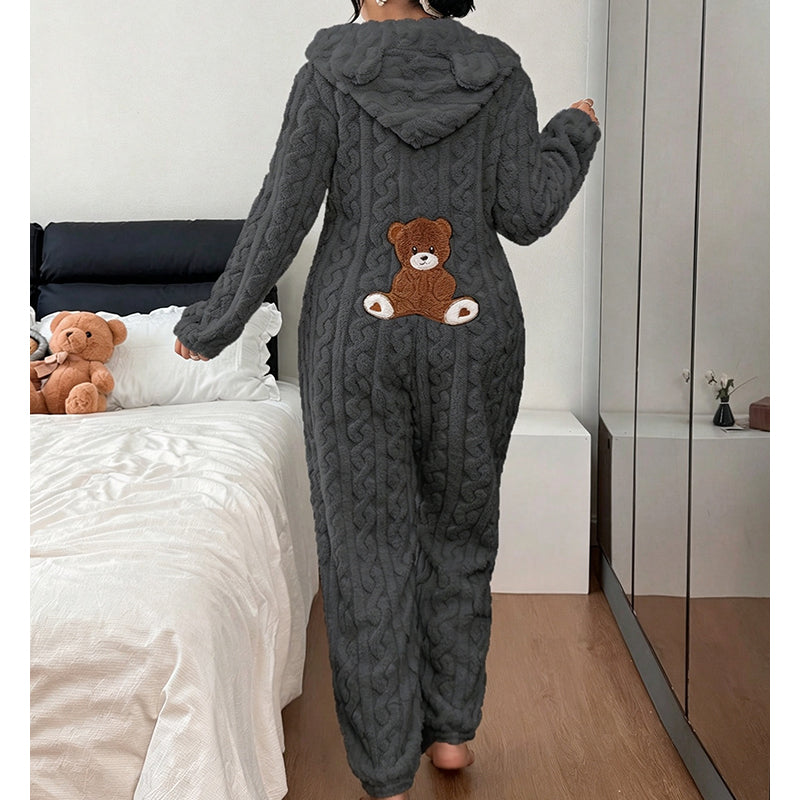 Women's Cute Bear Hooded One-Piece Loungewear