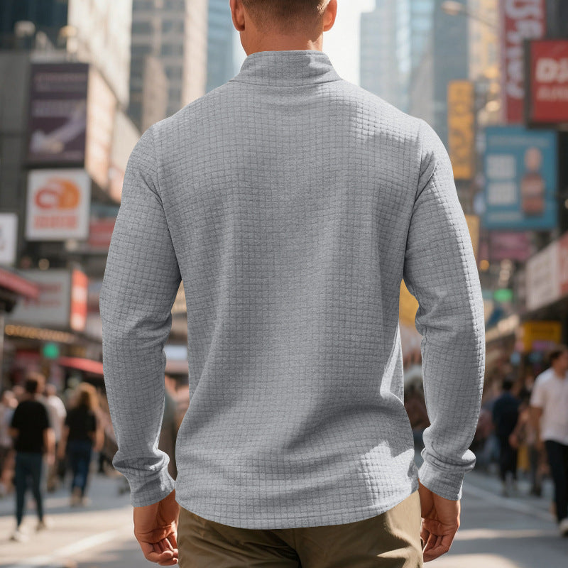 Men's Quarter-Zip Jacquard Pullover Sweatshirt