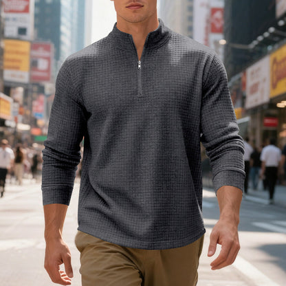 Men's Quarter-Zip Jacquard Pullover Sweatshirt