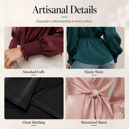 Women’s Elegant V Neck Tie Waist Blouse