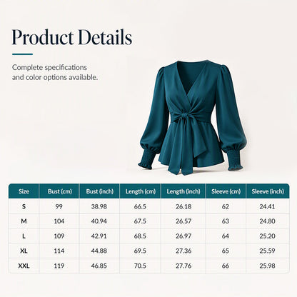 Women’s Elegant V Neck Tie Waist Blouse