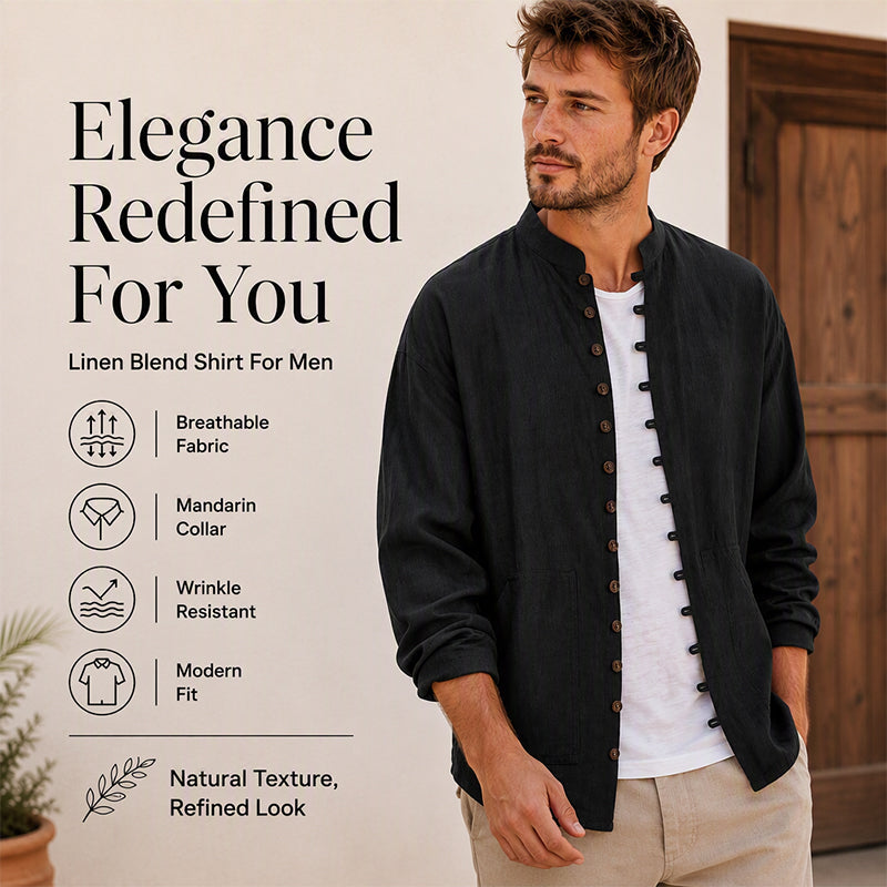 Men's Casual Long Sleeve Stand Collar Shirt