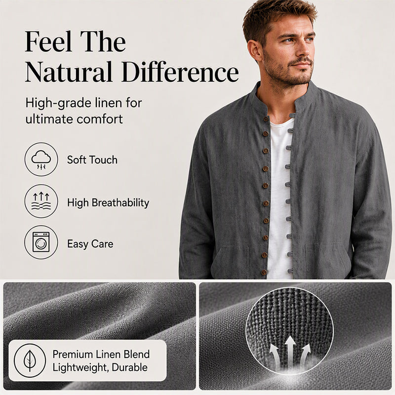 Men's Casual Long Sleeve Stand Collar Shirt