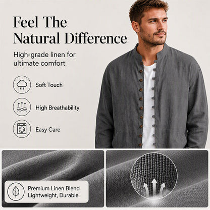 Men's Casual Long Sleeve Stand Collar Shirt