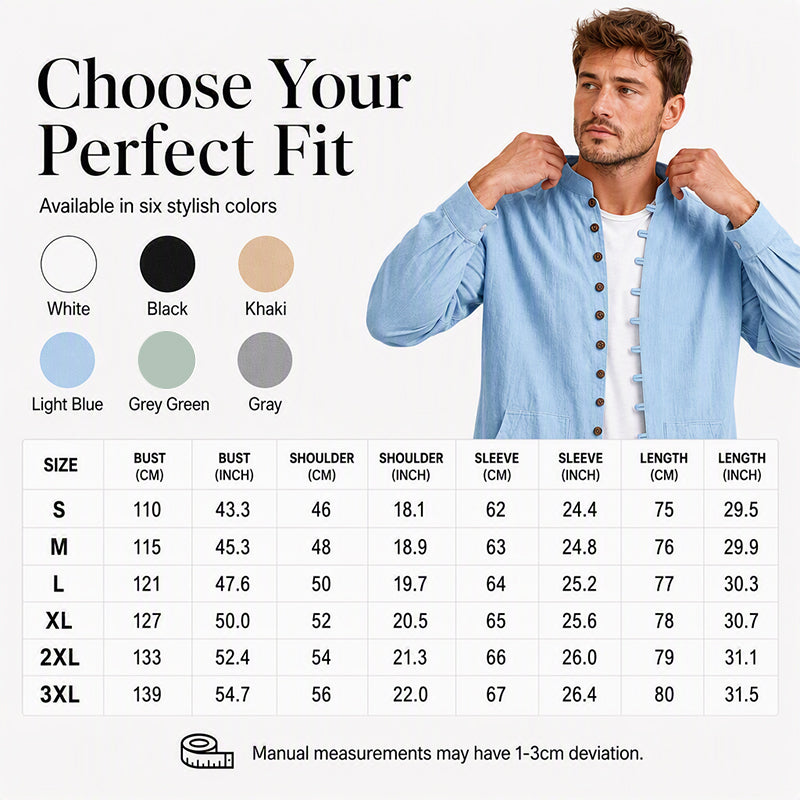 Men's Casual Long Sleeve Stand Collar Shirt