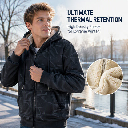 Men’s Winter Fleece Lined Zip Up Hoodie Jacket