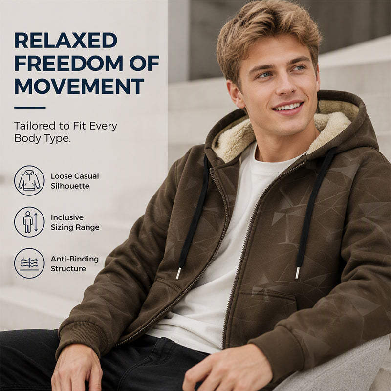 Men’s Winter Fleece Lined Zip Up Hoodie Jacket