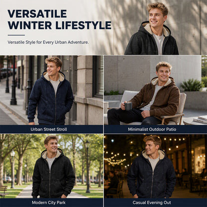 Men’s Winter Fleece Lined Zip Up Hoodie Jacket