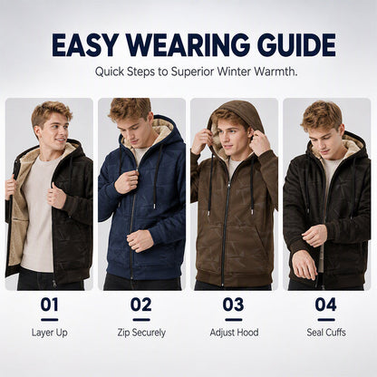 Men’s Winter Fleece Lined Zip Up Hoodie Jacket