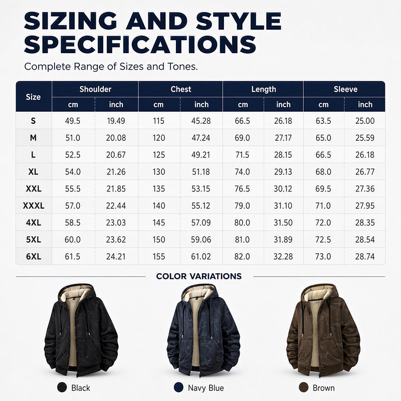 Men’s Winter Fleece Lined Zip Up Hoodie Jacket