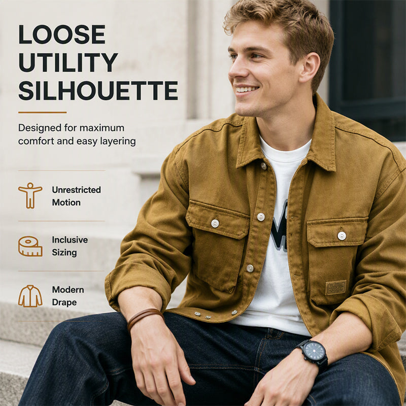 Men's Classic  Loose Fit Cargo Jacket