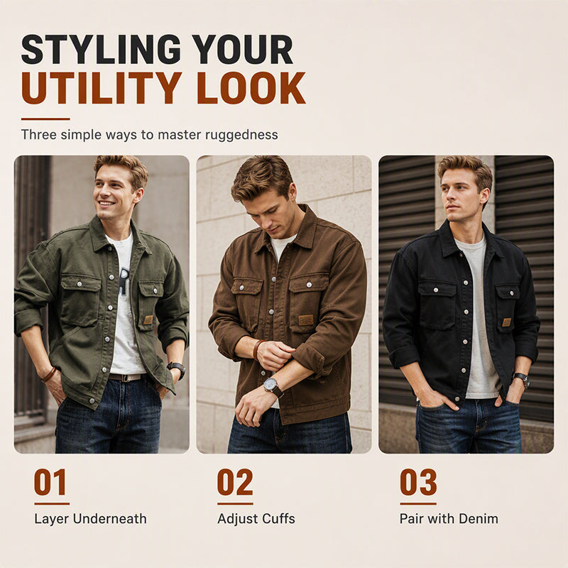 Men's Classic  Loose Fit Cargo Jacket