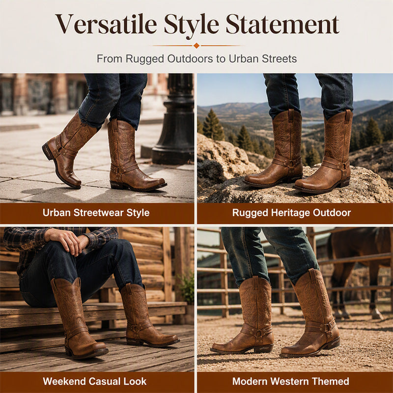 Men's Square Toe Western Cowboy Boots【FREE SHIPPING】