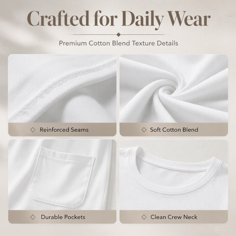 Women's Casual Long Sleeve T-Shirt with Round Neck Pocket