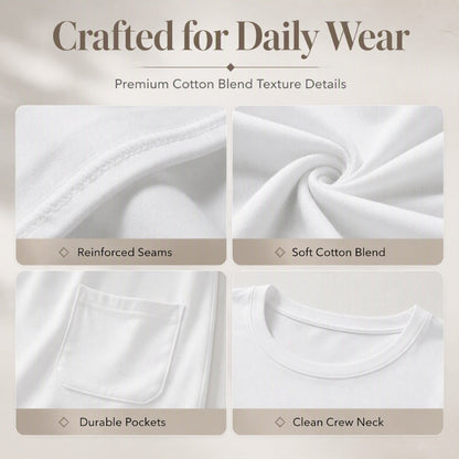 Women's Casual Long Sleeve T-Shirt with Round Neck Pocket