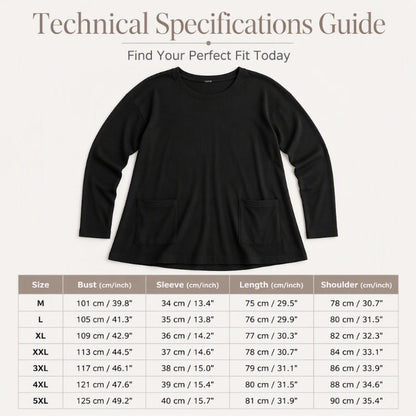 Women's Casual Long Sleeve T-Shirt with Round Neck Pocket