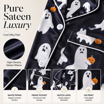 Women's Halloween Print Pajama Set Notch Lapel Short Sleeve Loungewear