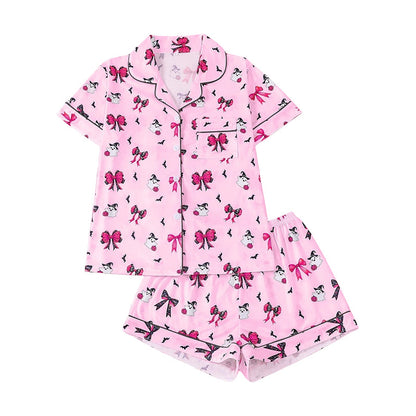 Women's Halloween Print Pajama Set Notch Lapel Short Sleeve Loungewear