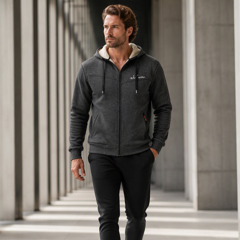 Men's Sherpa Lined Full-Zip Hooded Sweatshirt