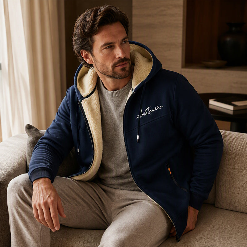 Men's Sherpa Lined Full-Zip Hooded Sweatshirt