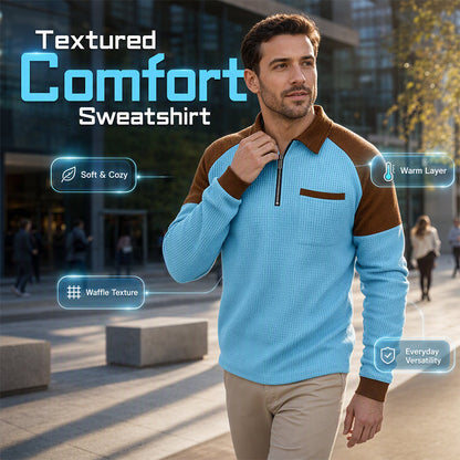 Men's Casual Waffle Knit Quarter-Zip Sweatshirt ✨𝘉𝘶𝘺 2 𝘢𝘯𝘥 𝘨𝘦𝘵 𝘢𝘯 𝘦𝘹𝘵𝘳𝘢 8% 𝘥𝘪𝘴𝘤𝘰𝘶𝘯𝘵