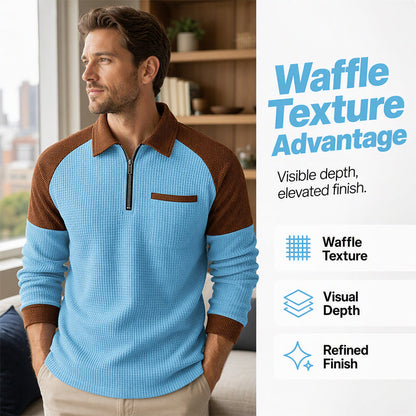 Men's Casual Waffle Knit Quarter-Zip Sweatshirt ✨𝘉𝘶𝘺 2 𝘢𝘯𝘥 𝘨𝘦𝘵 𝘢𝘯 𝘦𝘹𝘵𝘳𝘢 8% 𝘥𝘪𝘴𝘤𝘰𝘶𝘯𝘵