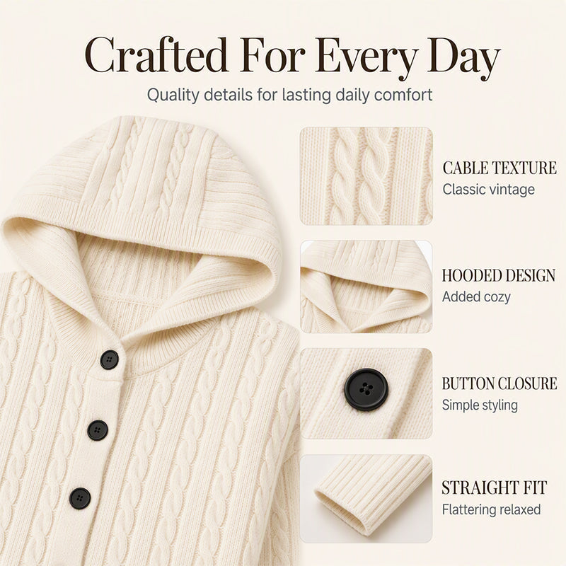 Women's Cable Knit Hooded Cardigan Sweater ✨𝘉𝘶𝘺 2 𝘢𝘯𝘥 𝘨𝘦𝘵 𝘢𝘯 𝘦𝘹𝘵𝘳𝘢 8% 𝘥𝘪𝘴𝘤𝘰𝘶𝘯𝘵