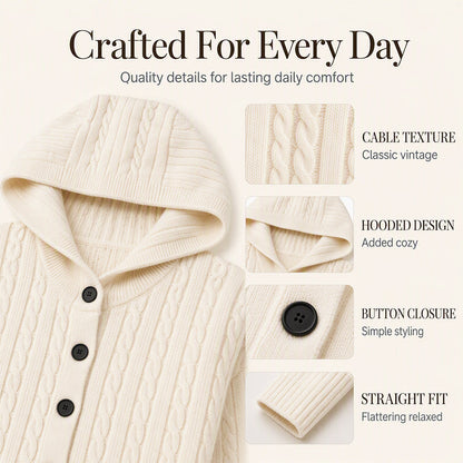 Women's Cable Knit Hooded Cardigan Sweater ✨𝘉𝘶𝘺 2 𝘢𝘯𝘥 𝘨𝘦𝘵 𝘢𝘯 𝘦𝘹𝘵𝘳𝘢 8% 𝘥𝘪𝘴𝘤𝘰𝘶𝘯𝘵