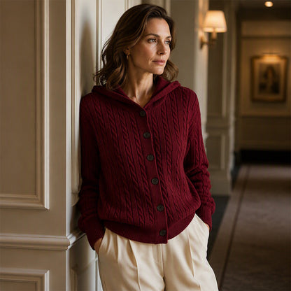 Women's Cable Knit Hooded Cardigan Sweater ✨𝘉𝘶𝘺 2 𝘢𝘯𝘥 𝘨𝘦𝘵 𝘢𝘯 𝘦𝘹𝘵𝘳𝘢 8% 𝘥𝘪𝘴𝘤𝘰𝘶𝘯𝘵