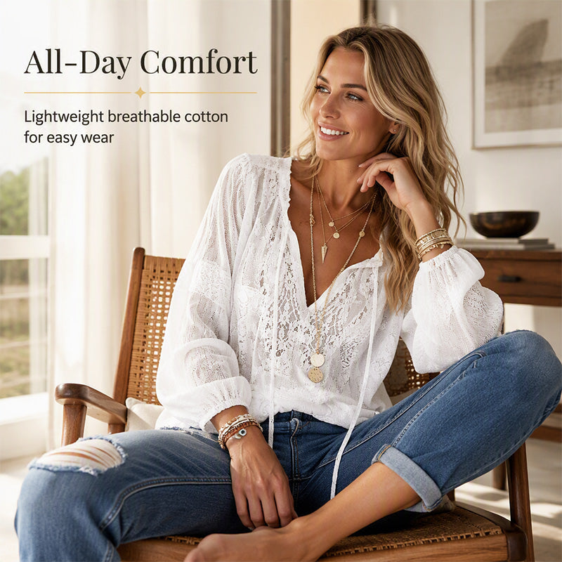 Women's Lace Long Sleeve V-Neck Top ✨𝘉𝘶𝘺 𝘢𝘯𝘺 2 𝘢𝘯𝘥 𝘨𝘦𝘵 𝘢𝘯 𝘦𝘹𝘵𝘳𝘢 8% 𝘥𝘪𝘴𝘤𝘰𝘶𝘯𝘵