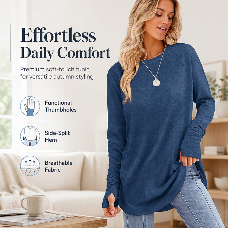 Women's Casual Crewneck Top with Thumbholes ✨𝘉𝘶𝘺 𝘢𝘯𝘺 2 𝘢𝘯𝘥 𝘨𝘦𝘵 𝘢𝘯 𝘦𝘹𝘵𝘳𝘢 8% 𝘥𝘪𝘴𝘤𝘰𝘶𝘯𝘵