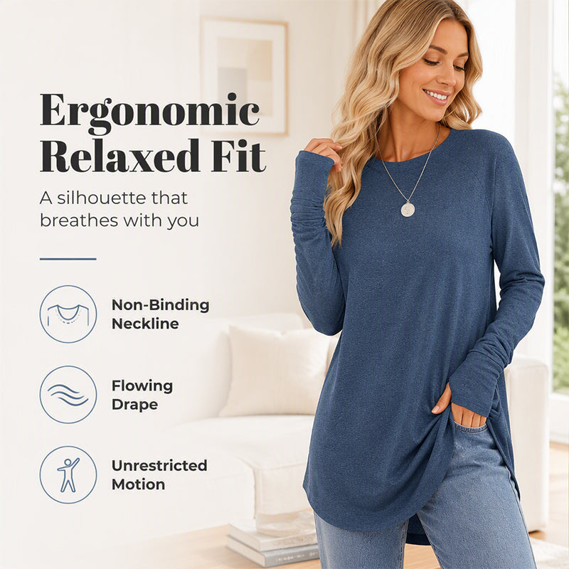 Women's Casual Crewneck Top with Thumbholes ✨𝘉𝘶𝘺 𝘢𝘯𝘺 2 𝘢𝘯𝘥 𝘨𝘦𝘵 𝘢𝘯 𝘦𝘹𝘵𝘳𝘢 8% 𝘥𝘪𝘴𝘤𝘰𝘶𝘯𝘵