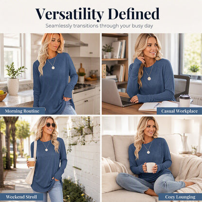 Women's Casual Crewneck Top with Thumbholes ✨𝘉𝘶𝘺 𝘢𝘯𝘺 2 𝘢𝘯𝘥 𝘨𝘦𝘵 𝘢𝘯 𝘦𝘹𝘵𝘳𝘢 8% 𝘥𝘪𝘴𝘤𝘰𝘶𝘯𝘵