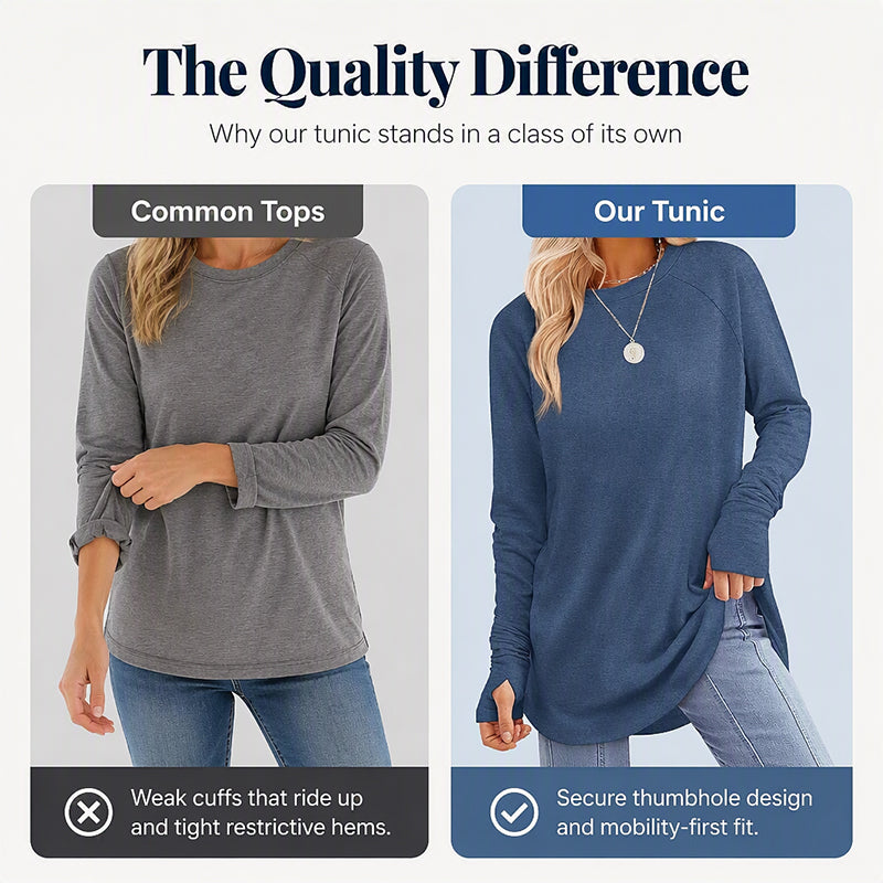 Women's Casual Crewneck Top with Thumbholes ✨𝘉𝘶𝘺 𝘢𝘯𝘺 2 𝘢𝘯𝘥 𝘨𝘦𝘵 𝘢𝘯 𝘦𝘹𝘵𝘳𝘢 8% 𝘥𝘪𝘴𝘤𝘰𝘶𝘯𝘵