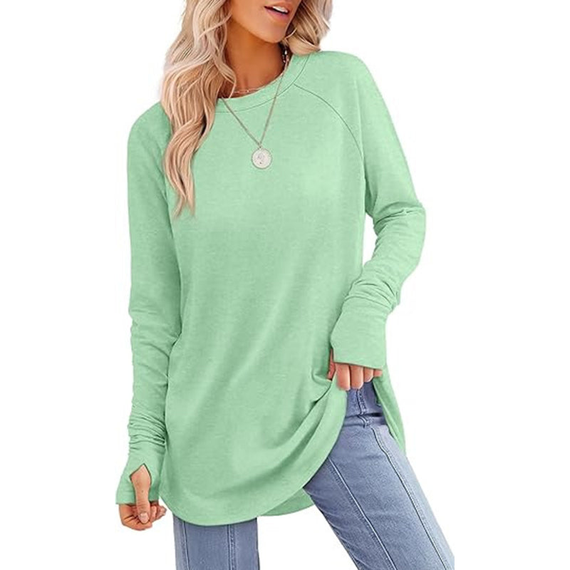Women's Casual Crewneck Top with Thumbholes ✨𝘉𝘶𝘺 𝘢𝘯𝘺 2 𝘢𝘯𝘥 𝘨𝘦𝘵 𝘢𝘯 𝘦𝘹𝘵𝘳𝘢 8% 𝘥𝘪𝘴𝘤𝘰𝘶𝘯𝘵