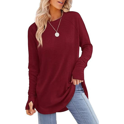 Women's Casual Crewneck Top with Thumbholes ✨𝘉𝘶𝘺 𝘢𝘯𝘺 2 𝘢𝘯𝘥 𝘨𝘦𝘵 𝘢𝘯 𝘦𝘹𝘵𝘳𝘢 8% 𝘥𝘪𝘴𝘤𝘰𝘶𝘯𝘵