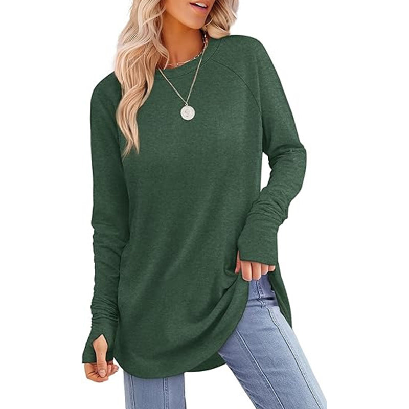 Women's Casual Crewneck Top with Thumbholes ✨𝘉𝘶𝘺 𝘢𝘯𝘺 2 𝘢𝘯𝘥 𝘨𝘦𝘵 𝘢𝘯 𝘦𝘹𝘵𝘳𝘢 8% 𝘥𝘪𝘴𝘤𝘰𝘶𝘯𝘵