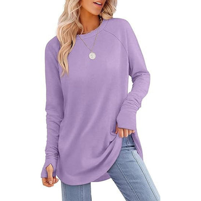 Women's Casual Crewneck Top with Thumbholes ✨𝘉𝘶𝘺 𝘢𝘯𝘺 2 𝘢𝘯𝘥 𝘨𝘦𝘵 𝘢𝘯 𝘦𝘹𝘵𝘳𝘢 8% 𝘥𝘪𝘴𝘤𝘰𝘶𝘯𝘵