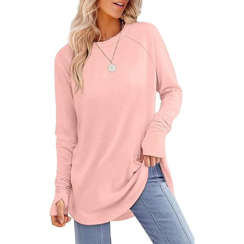 Women's Casual Crewneck Top with Thumbholes ✨𝘉𝘶𝘺 𝘢𝘯𝘺 2 𝘢𝘯𝘥 𝘨𝘦𝘵 𝘢𝘯 𝘦𝘹𝘵𝘳𝘢 8% 𝘥𝘪𝘴𝘤𝘰𝘶𝘯𝘵