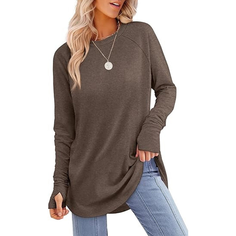 Women's Casual Crewneck Top with Thumbholes ✨𝘉𝘶𝘺 𝘢𝘯𝘺 2 𝘢𝘯𝘥 𝘨𝘦𝘵 𝘢𝘯 𝘦𝘹𝘵𝘳𝘢 8% 𝘥𝘪𝘴𝘤𝘰𝘶𝘯𝘵