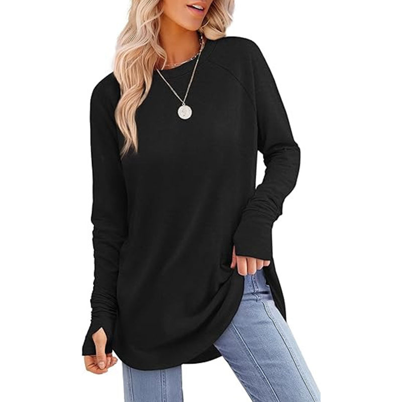 Women's Casual Crewneck Top with Thumbholes ✨𝘉𝘶𝘺 𝘢𝘯𝘺 2 𝘢𝘯𝘥 𝘨𝘦𝘵 𝘢𝘯 𝘦𝘹𝘵𝘳𝘢 8% 𝘥𝘪𝘴𝘤𝘰𝘶𝘯𝘵