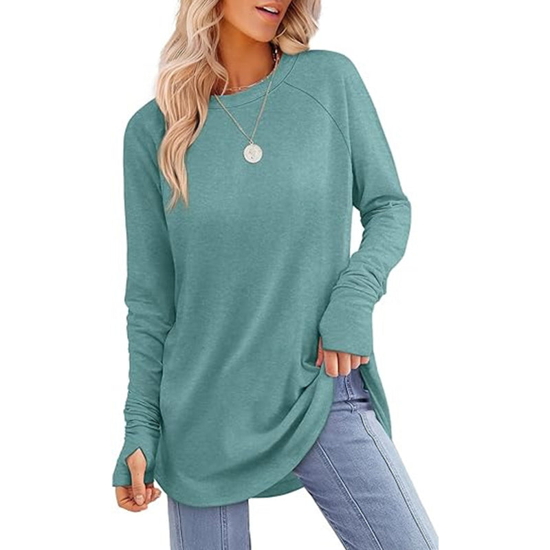 Women's Casual Crewneck Top with Thumbholes ✨𝘉𝘶𝘺 𝘢𝘯𝘺 2 𝘢𝘯𝘥 𝘨𝘦𝘵 𝘢𝘯 𝘦𝘹𝘵𝘳𝘢 8% 𝘥𝘪𝘴𝘤𝘰𝘶𝘯𝘵