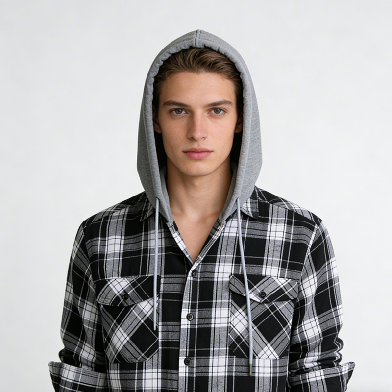 Men's Plaid Flannel Hooded Shirt Jacket ✨𝘉𝘶𝘺 𝘢𝘯𝘺 2 𝘢𝘯𝘥 𝘨𝘦𝘵 𝘢𝘯 𝘦𝘹𝘵𝘳𝘢 8% 𝘥𝘪𝘴𝘤𝘰𝘶𝘯𝘵