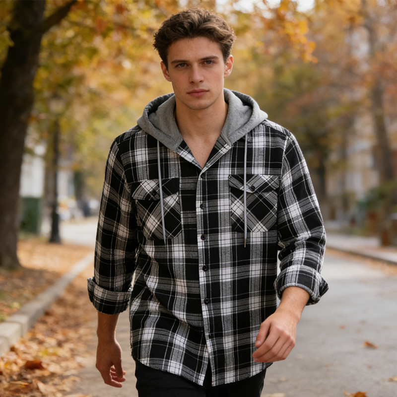 Men's Plaid Flannel Hooded Shirt Jacket ✨𝘉𝘶𝘺 𝘢𝘯𝘺 2 𝘢𝘯𝘥 𝘨𝘦𝘵 𝘢𝘯 𝘦𝘹𝘵𝘳𝘢 8% 𝘥𝘪𝘴𝘤𝘰𝘶𝘯𝘵