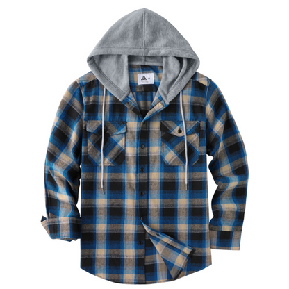 Men's Plaid Flannel Hooded Shirt Jacket ✨𝘉𝘶𝘺 𝘢𝘯𝘺 2 𝘢𝘯𝘥 𝘨𝘦𝘵 𝘢𝘯 𝘦𝘹𝘵𝘳𝘢 8% 𝘥𝘪𝘴𝘤𝘰𝘶𝘯𝘵