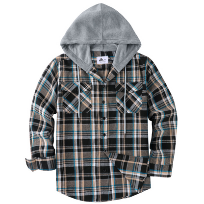 Men's Plaid Flannel Hooded Shirt Jacket ✨𝘉𝘶𝘺 𝘢𝘯𝘺 2 𝘢𝘯𝘥 𝘨𝘦𝘵 𝘢𝘯 𝘦𝘹𝘵𝘳𝘢 8% 𝘥𝘪𝘴𝘤𝘰𝘶𝘯𝘵