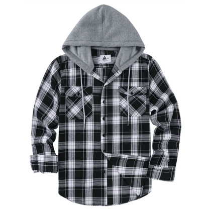 Men's Plaid Flannel Hooded Shirt Jacket ✨𝘉𝘶𝘺 𝘢𝘯𝘺 2 𝘢𝘯𝘥 𝘨𝘦𝘵 𝘢𝘯 𝘦𝘹𝘵𝘳𝘢 8% 𝘥𝘪𝘴𝘤𝘰𝘶𝘯𝘵