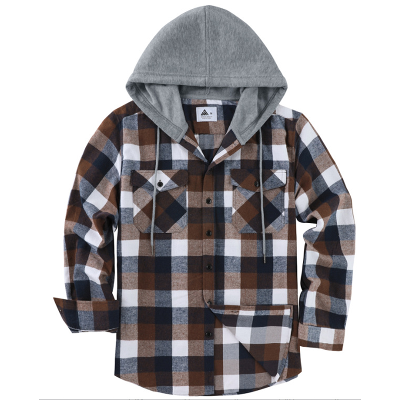 Men's Plaid Flannel Hooded Shirt Jacket ✨𝘉𝘶𝘺 𝘢𝘯𝘺 2 𝘢𝘯𝘥 𝘨𝘦𝘵 𝘢𝘯 𝘦𝘹𝘵𝘳𝘢 8% 𝘥𝘪𝘴𝘤𝘰𝘶𝘯𝘵
