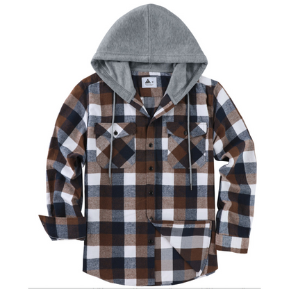 Men's Plaid Flannel Hooded Shirt Jacket ✨𝘉𝘶𝘺 𝘢𝘯𝘺 2 𝘢𝘯𝘥 𝘨𝘦𝘵 𝘢𝘯 𝘦𝘹𝘵𝘳𝘢 8% 𝘥𝘪𝘴𝘤𝘰𝘶𝘯𝘵