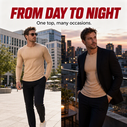 Men's Ribbed Slim-Fit Long-Sleeve T-Shirt ✨𝘉𝘶𝘺 𝘢𝘯𝘺 2 𝘢𝘯𝘥 𝘨𝘦𝘵 𝘢𝘯 𝘦𝘹𝘵𝘳𝘢 8% 𝘥𝘪𝘴𝘤𝘰𝘶𝘯𝘵
